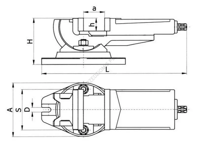 Rysunek techniczny: Imadło maszynowe uchylne 2-osiowe FQU 125/140